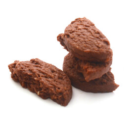 Close-up of cookies against white background 