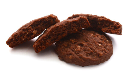Close-up of cookies against white background 