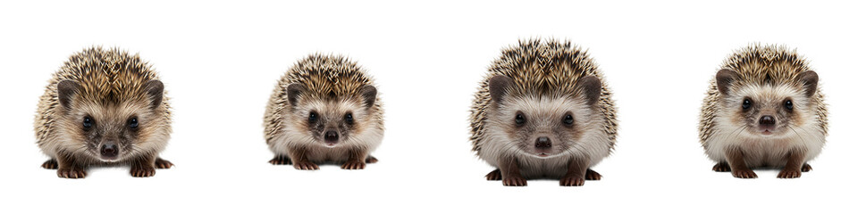 Obraz premium Cute Hedgehogs Facing Front Transparent Background