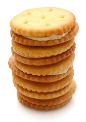 Close-up of cookies against white background 