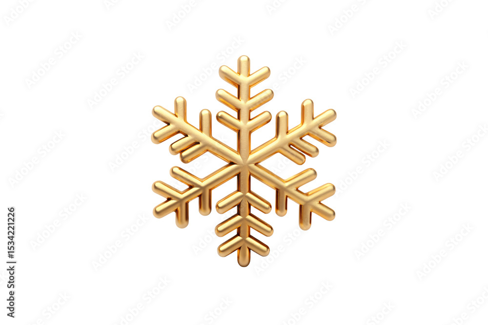 Poster elegant golden snowflake with symmetrical six-pointed design featuring delicate branching patterns a