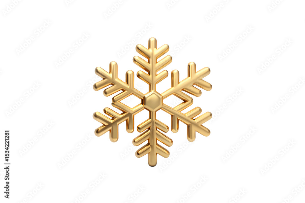 Poster ornate golden snowflake with intricate geometric patterns and three-dimensional branches creating be