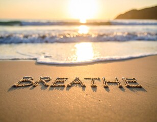 Breathe Word Styled with Soothing Elements — Aesthetic Wellness Concept for Peaceful Living and Relaxation

