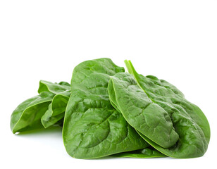 Obraz premium Fresh spinach leaves resting on a white background