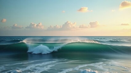 Fototapeta premium Waves Catching Light Dynamic Wallpaper｜Turquoise Gradient Ocean Wave Pattern｜Nature & Eco-Friendly Design Asset｜Web/Banner/Print Ready｜4K Ultra HD Textured Stock Photo