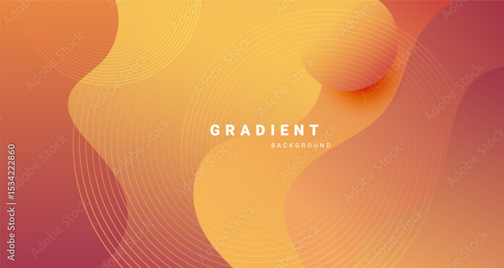 Poster Vibrant abstract background with warm gradient waves and circular lines