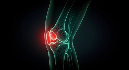 Obraz premium Human Knee Joint Anatomy Illustration Showing Pain and Inflammation in the Knee