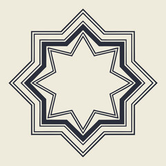 Decorative geometric starburst ornament in minimalist style for design and decoration elements