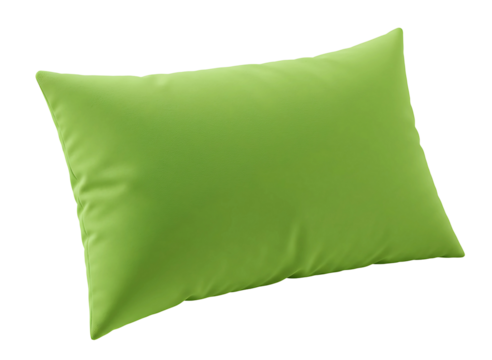 Lime green pillow mockup isolated on transparent background