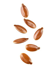 Obraz premium Flax Seeds Floating in Air on Transparent Background