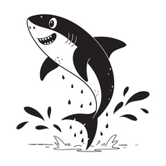 A cartoon vector illustration of a white shark