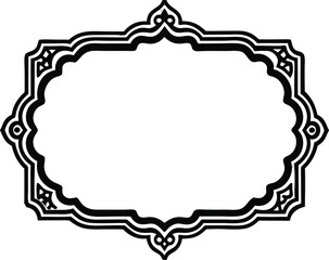 Decorative vintage frame with intricate black and white design for graphic design purposes