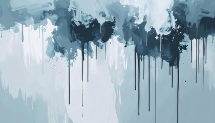Dripping paint creates abstract design in shades of blue
