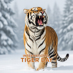 Obraz premium Majestic Siberian Tiger in Winter Snow