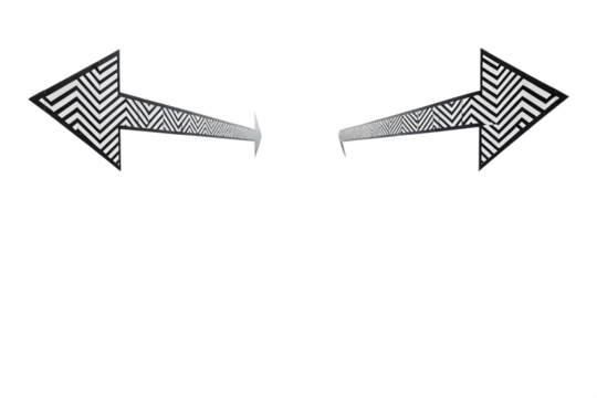 Two black and white chevron arrows point in opposite directions, isolated on transparent background