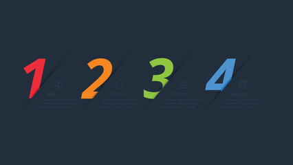Creative concept for infographic with 4 steps, template for web on a black background.