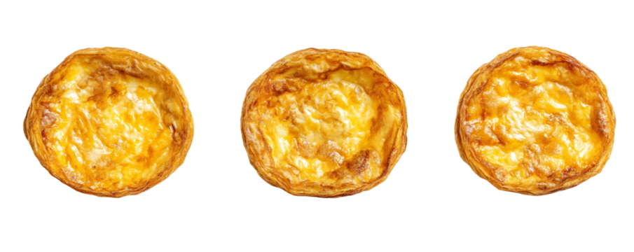 A trio of scrumptious golden pastry tartlets with flaky crusts,