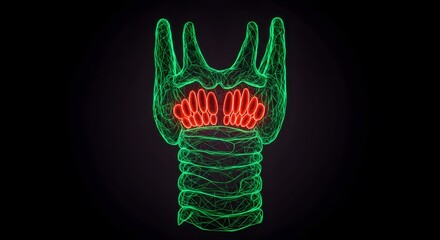 Naklejka premium Detailed 3D Model of the Human Thyroid Gland Anatomy: Visualization of Follicles and Structure