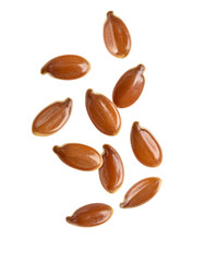 Obraz premium Flax Seeds Floating in Air on Transparent Background