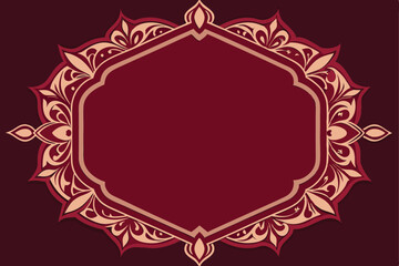 Elegant maroon and beige ornamental frame with ornate floral design for decoration