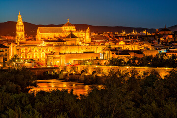 Cordoba, Spain. Roman bridge. Mezquita and Alcazar