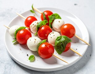 Appetizer Skewers With Cherry Tomatoes Mozzarella And Basil