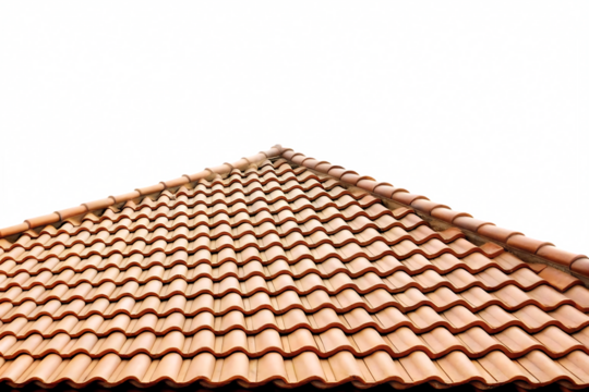 Brown clay roof tiles isolated on a white background png ai generated