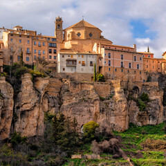 Spain. Cuenca, Castile La Mancha. Ancient architecture of the historic city. Travel and tourism in Spanish cities