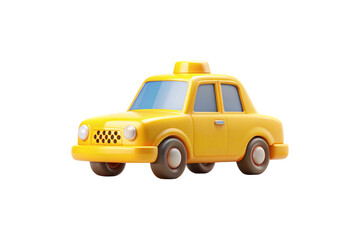 Bright yellow cartoon taxi cab with roof light and windows, isolated on a transparent background