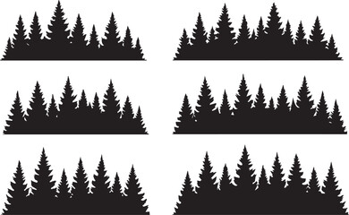 Vector Pine Tree Forest Silhouette Icons Pack (24 EPS)
