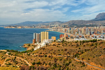 Spain. Beach seaside resort Benidorm. Travel and tourism in the paradise Spanish cities