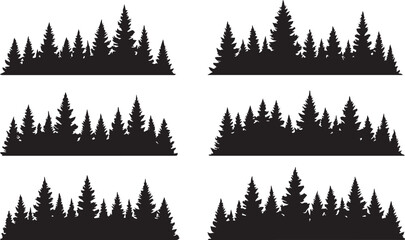Forest Silhouette Vector Pack 6 Pine Tree Icons EPS