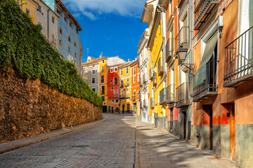 Spain. Cuenca, Castile La Mancha. Ancient architecture of the historic city. Travel and tourism in Spanish cities