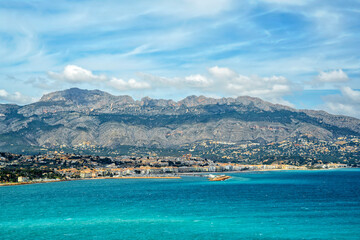 Spain. Beach seaside resort  Calpe and Benidorm. Travel and tourism in the paradise Spanish cities