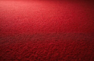 Close-up of red carpet texture. Textured surface of soft fabric. Detailed shot of luxury flooring in classic color. Grunge background ideal for event celebrations, stage, awards ceremonies, business