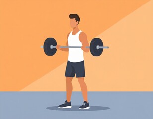 Obraz premium Man Lifting Barbell Workout Illustration