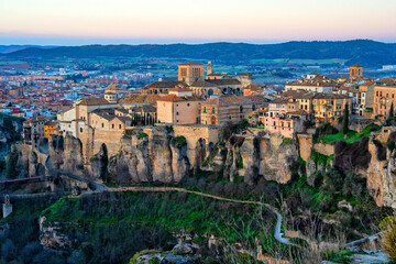 Spain. Cuenca, Castile La Mancha. Ancient architecture of the historic city. Travel and tourism in Spanish cities