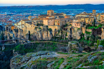 Spain. Cuenca, Castile La Mancha. Ancient architecture of the historic city. Travel and tourism in Spanish cities