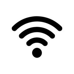 Wi-Fi icon representing wireless internet signal connectivity with radiating waves on transparent background
