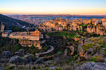 Spain. Cuenca, Castile La Mancha. Ancient architecture of the historic city. Travel and tourism in Spanish cities