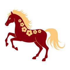 Year of the horse. Horse silhouette isolated on transparent background. Chinese New Year 2026 festive element.  Lunar New Year holiday decoration. Vector illustration 