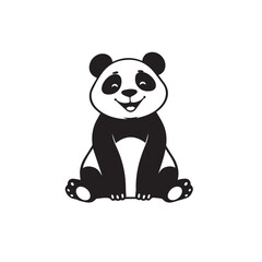 Vector art of a cheerful panda bear sitting isolated on white background, a vector illustration