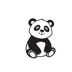 Vector art of a cheerful cartoon panda bear sitting isolated on white background