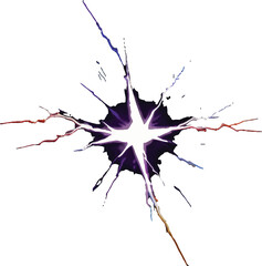 Obraz premium Bright White Starburst Explosion with Purple Blue and Red Lightning Bolts Energetic Style on Transparent Background
