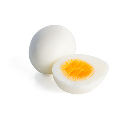 The Photo of boiled chicken eggs on a white background.