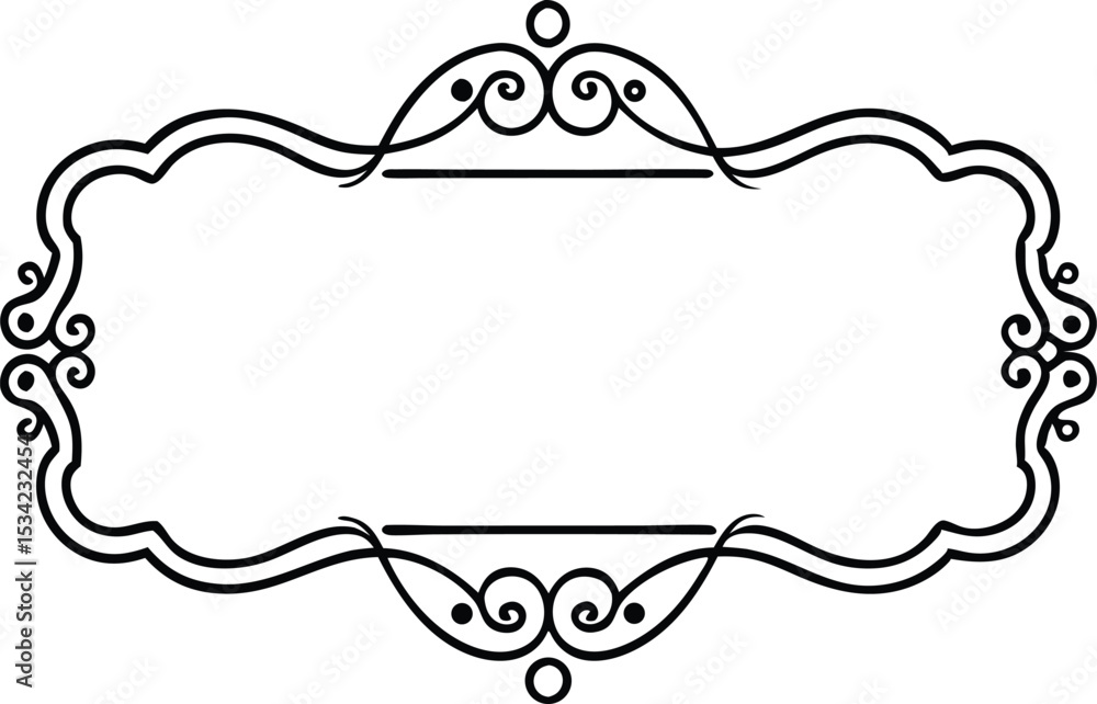 Poster decorative flourish frame border with scrollwork and elegant lines for design projects