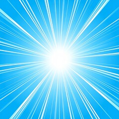 Fototapeta premium A bright white light emanating outwards with white lines on a blue background radiating outwards