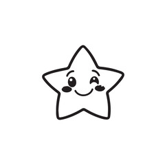 Vector art of a winking star cartoon character isolated on white background