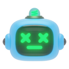 blue plastic out of service chatbot d icon in cartoon plastic style minimal isolated on transparent white background, clipping path	
