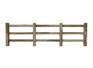 Obraz premium Wooden ranch fence section isolated on transparent background